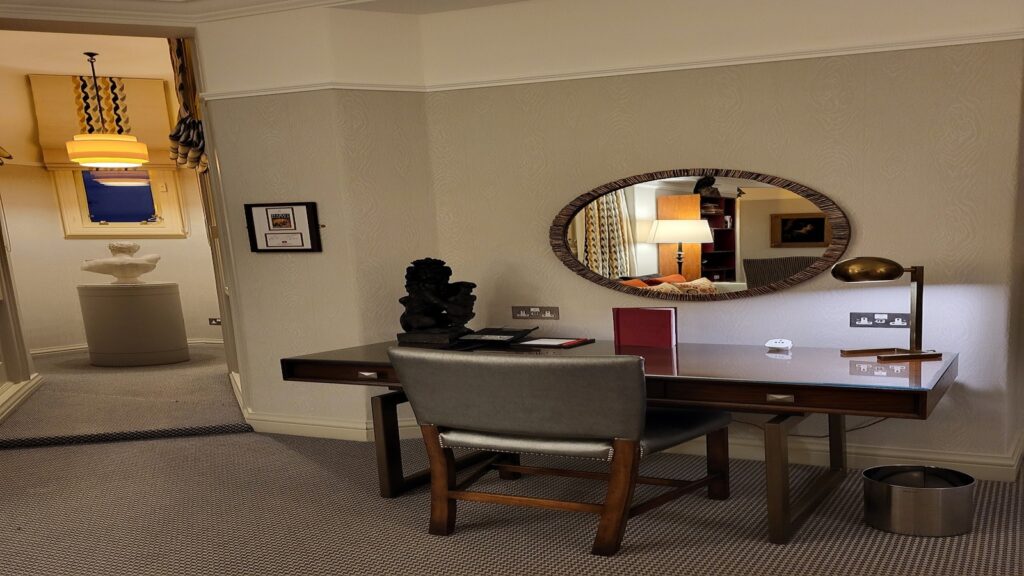Interior of the JK Rowling Suite Room 552 at The Balmoral Hotel Edinburgh featuring the writing desk where Harry Potter was finished.